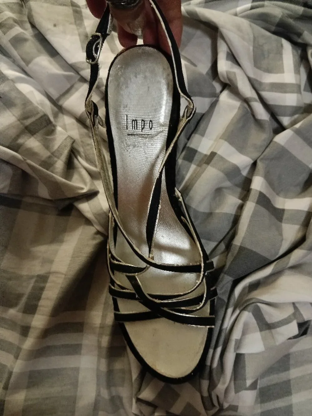 Silver&Black Velvet Wedges